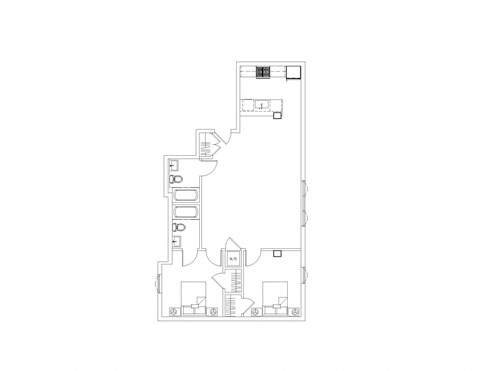 Floor plan for 2 beds, 2 baths, 1040 sqft